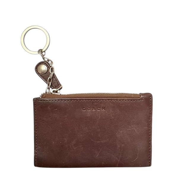 Coach Vintage Brown Leather Card Holder Keyring